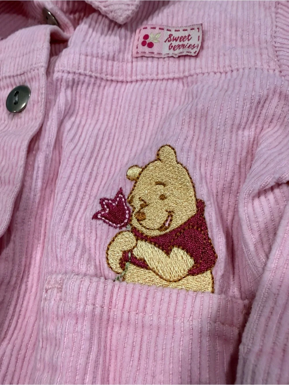 Vintage Winnie the Pooh corduroy 12 month baby girl jacket pink sweet berries